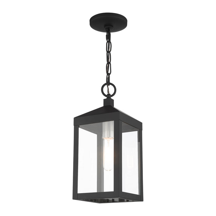 Livex Lighting 20591-04 One Light Outdoor Pendant, Black w/ Brushed Nickel Cluster