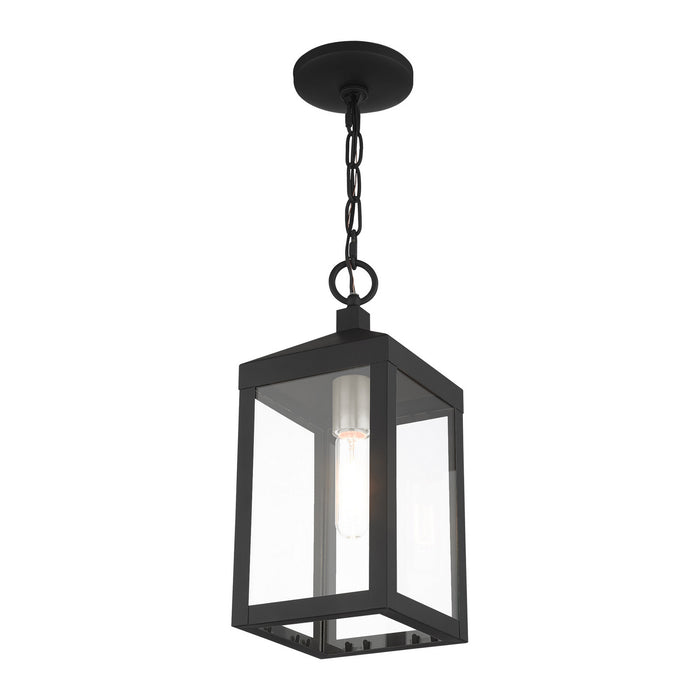 Livex Lighting 20591-04 One Light Outdoor Pendant, Black w/ Brushed Nickel Cluster