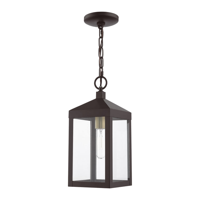 Livex Lighting 20591-07 One Light Outdoor Pendant, Bronze w/ Antique Brass Cluster