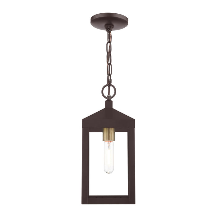 Livex Lighting 20591-07 One Light Outdoor Pendant, Bronze w/ Antique Brass Cluster