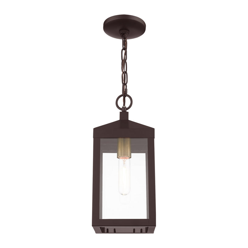 Livex Lighting 20591-07 One Light Outdoor Pendant, Bronze w/ Antique Brass Cluster