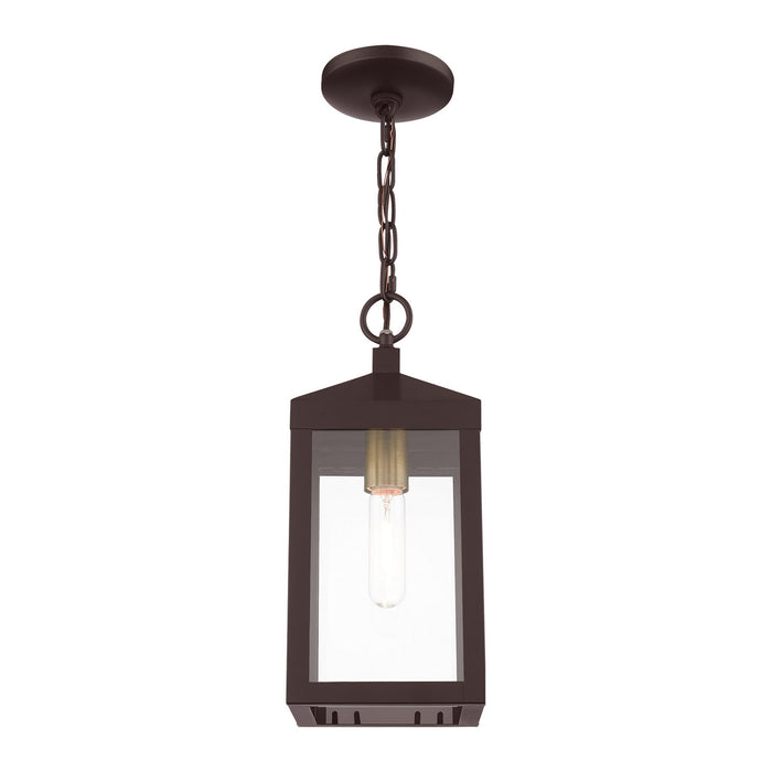Livex Lighting 20591-07 One Light Outdoor Pendant, Bronze w/ Antique Brass Cluster