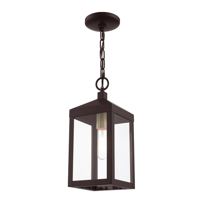Livex Lighting 20591-07 One Light Outdoor Pendant, Bronze w/ Antique Brass Cluster