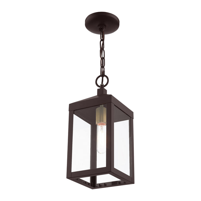 Livex Lighting 20591-07 One Light Outdoor Pendant, Bronze w/ Antique Brass Cluster