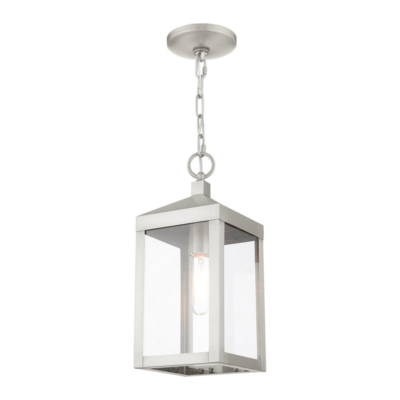 Livex Lighting 20591-91 One Light Outdoor Pendant, Brushed Nickel