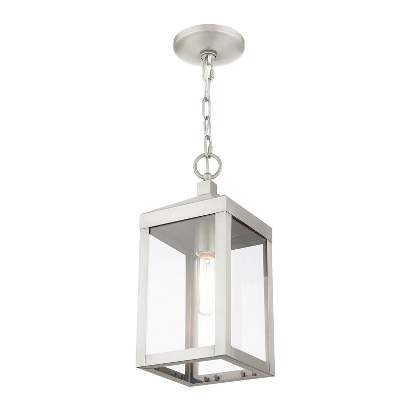 Livex Lighting 20591-91 One Light Outdoor Pendant, Brushed Nickel