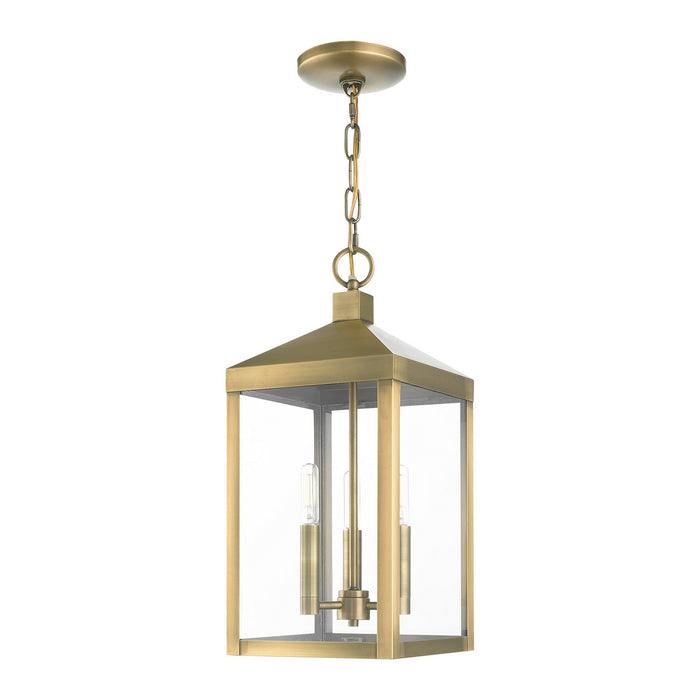 Livex Lighting 20593-01 Three Light Outdoor Pendant, Antique Brass