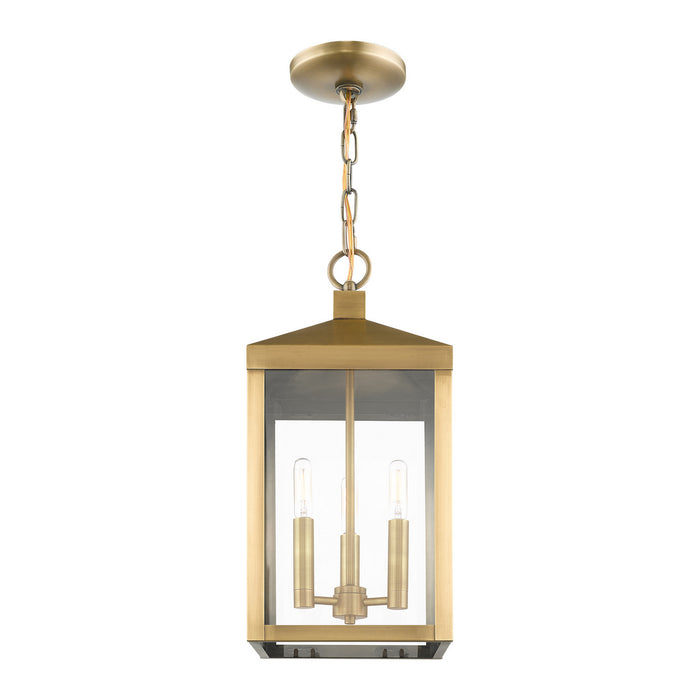 Livex Lighting 20593-01 Three Light Outdoor Pendant, Antique Brass