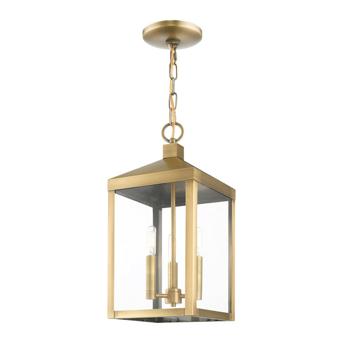 Livex Lighting 20593-01 Three Light Outdoor Pendant, Antique Brass