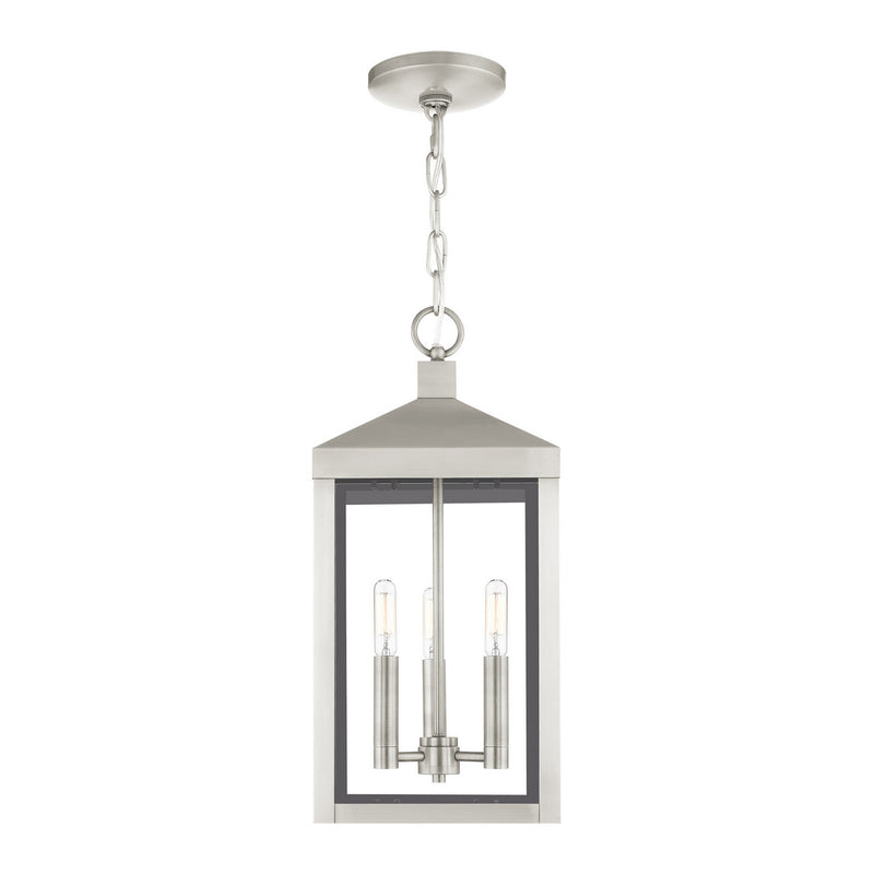Livex Lighting 20593-91 Three Light Outdoor Pendant, Brushed Nickel
