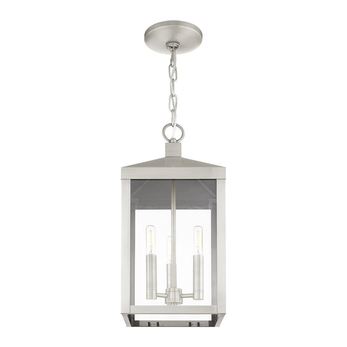 Livex Lighting 20593-91 Three Light Outdoor Pendant, Brushed Nickel
