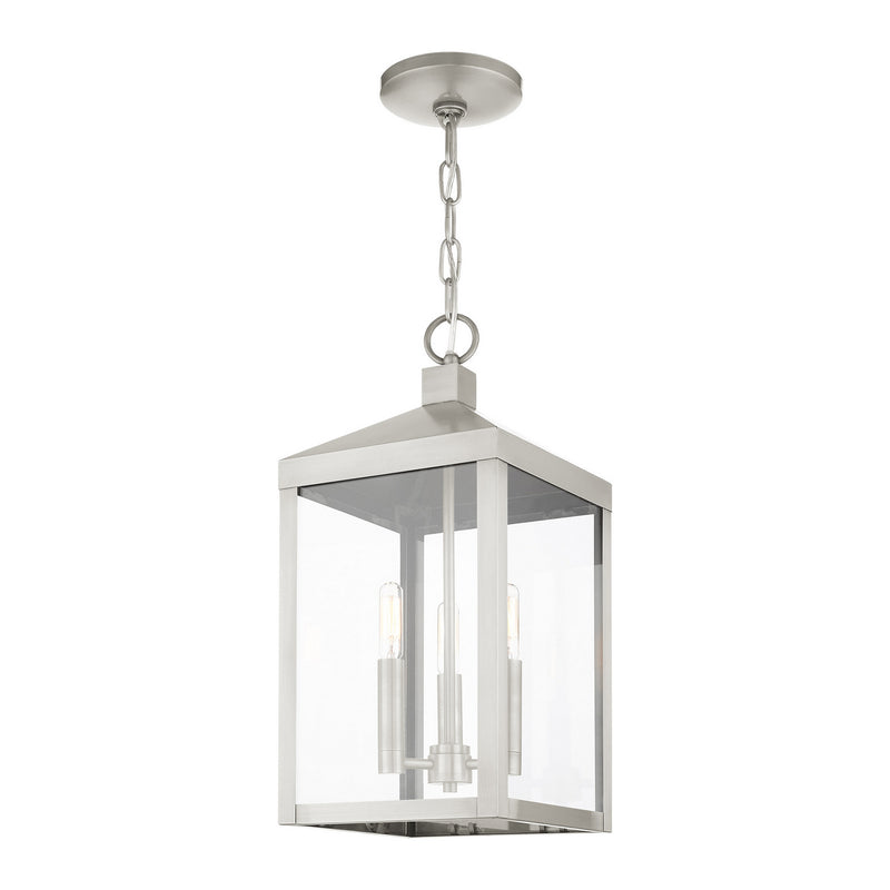 Livex Lighting 20593-91 Three Light Outdoor Pendant, Brushed Nickel