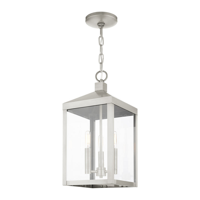 Livex Lighting 20593-91 Three Light Outdoor Pendant, Brushed Nickel