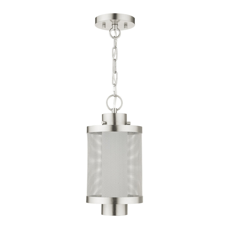 Livex Lighting 20685-91 One Light Outdoor Pendant, Brushed Nickel
