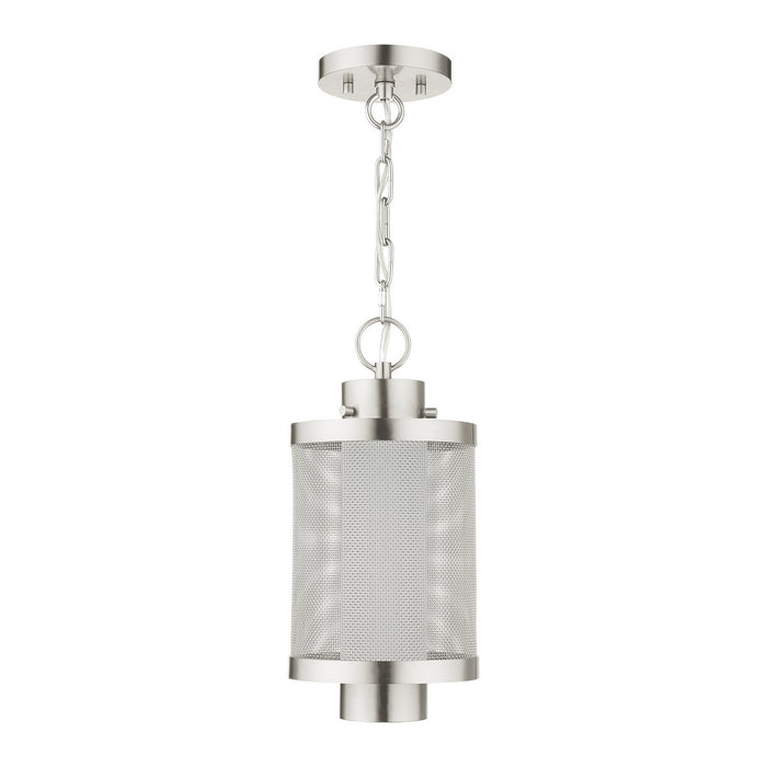 Livex Lighting 20685-91 One Light Outdoor Pendant, Brushed Nickel