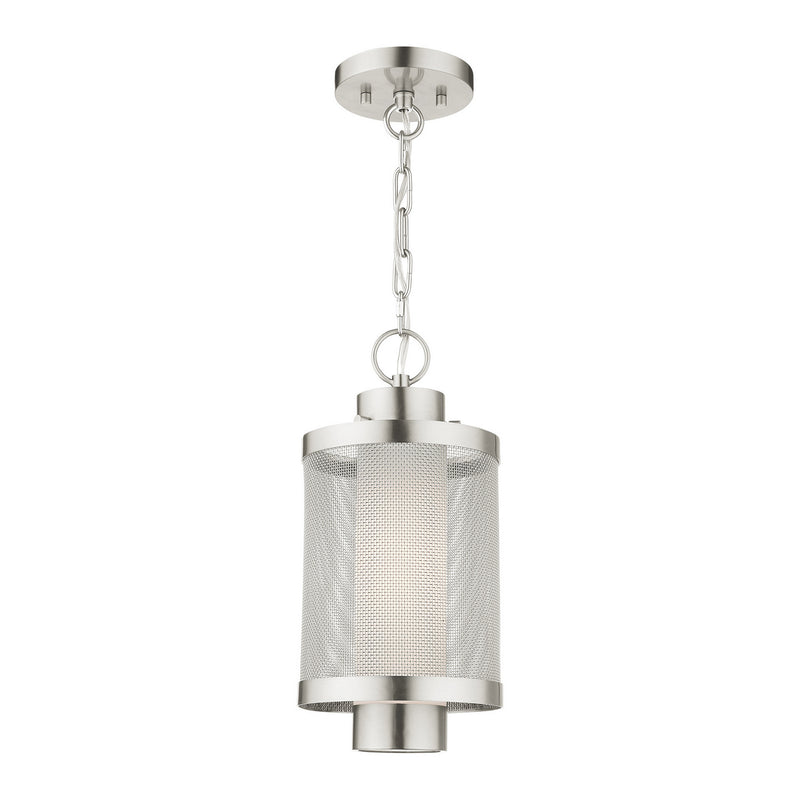 Livex Lighting 20685-91 One Light Outdoor Pendant, Brushed Nickel