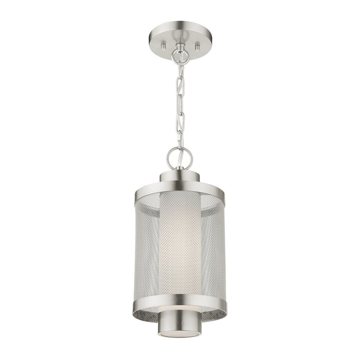 Livex Lighting 20685-91 One Light Outdoor Pendant, Brushed Nickel