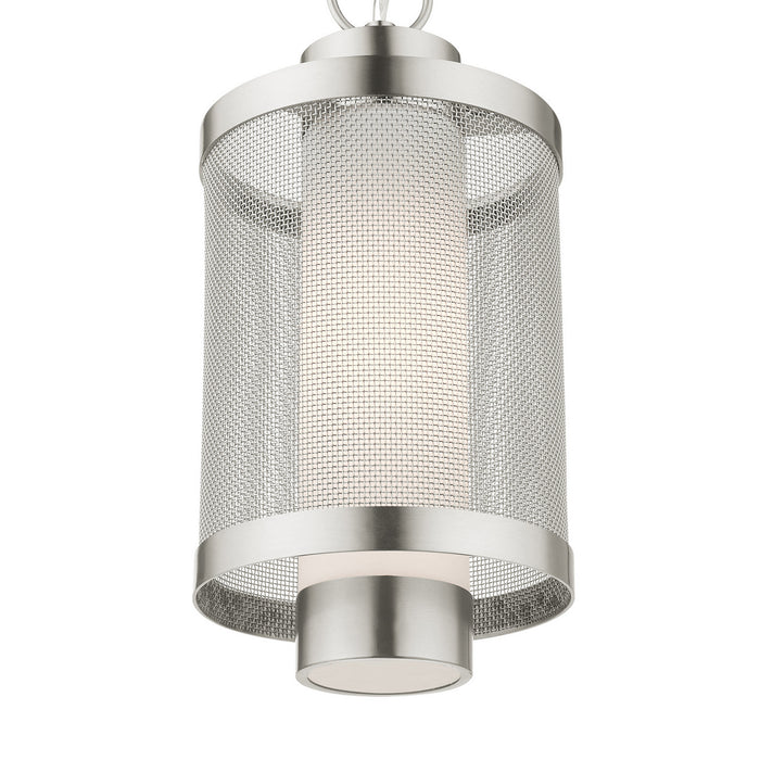 Livex Lighting 20685-91 One Light Outdoor Pendant, Brushed Nickel