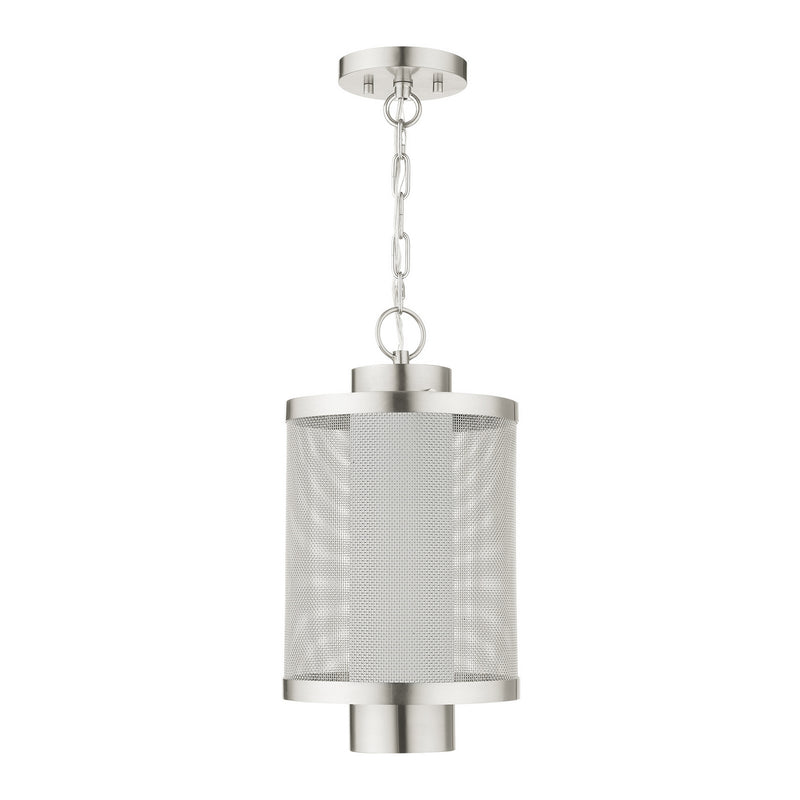 Livex Lighting 20687-91 One Light Outdoor Pendant, Brushed Nickel