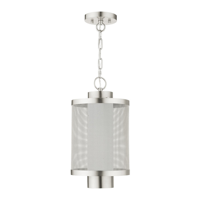 Livex Lighting 20687-91 One Light Outdoor Pendant, Brushed Nickel