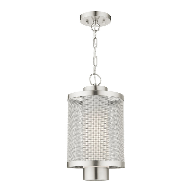 Livex Lighting 20687-91 One Light Outdoor Pendant, Brushed Nickel