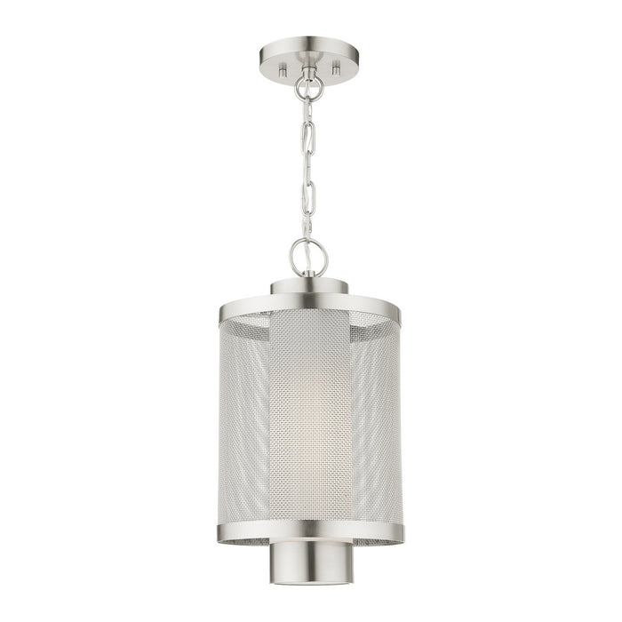 Livex Lighting 20687-91 One Light Outdoor Pendant, Brushed Nickel