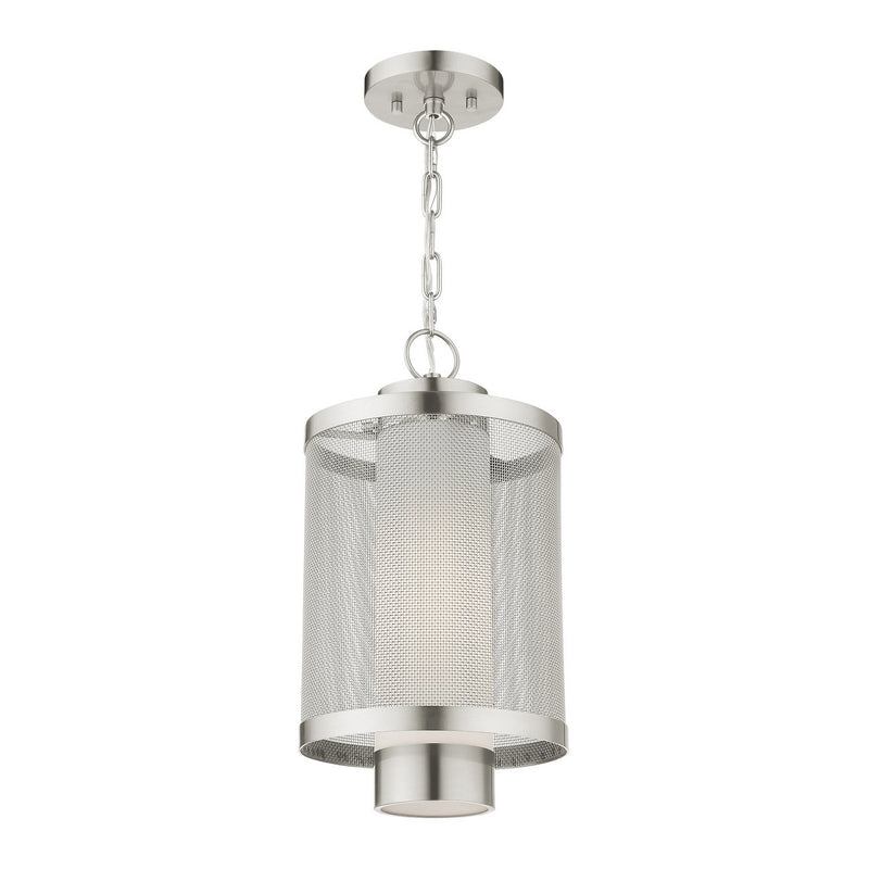 Livex Lighting 20687-91 One Light Outdoor Pendant, Brushed Nickel