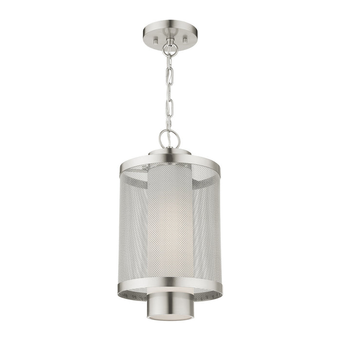 Livex Lighting 20687-91 One Light Outdoor Pendant, Brushed Nickel