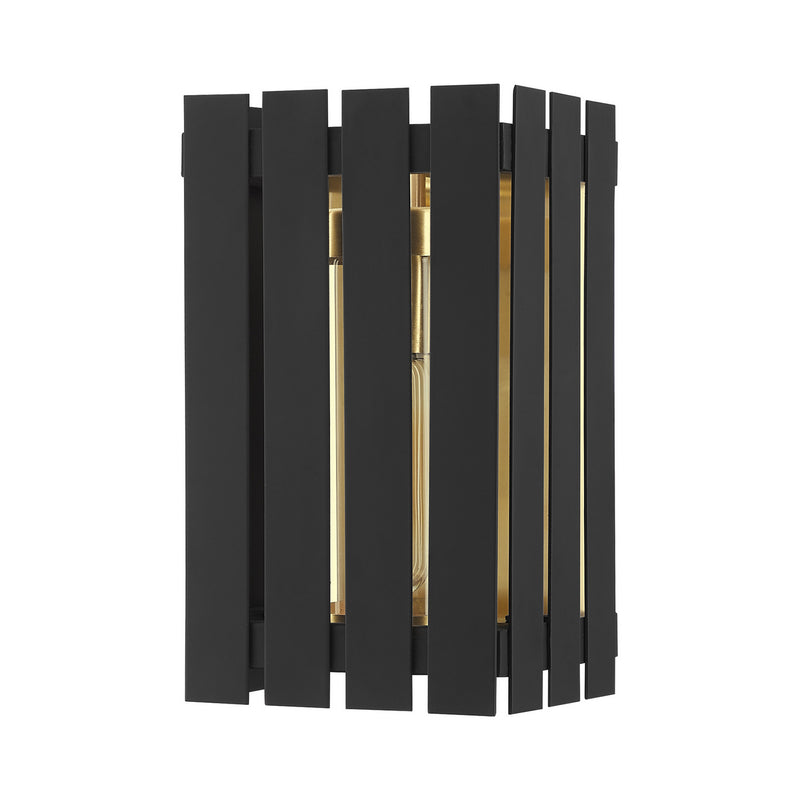 Livex Lighting 20751-04 One Light Outdoor Wall Lantern, Black w/ Satin Brasss