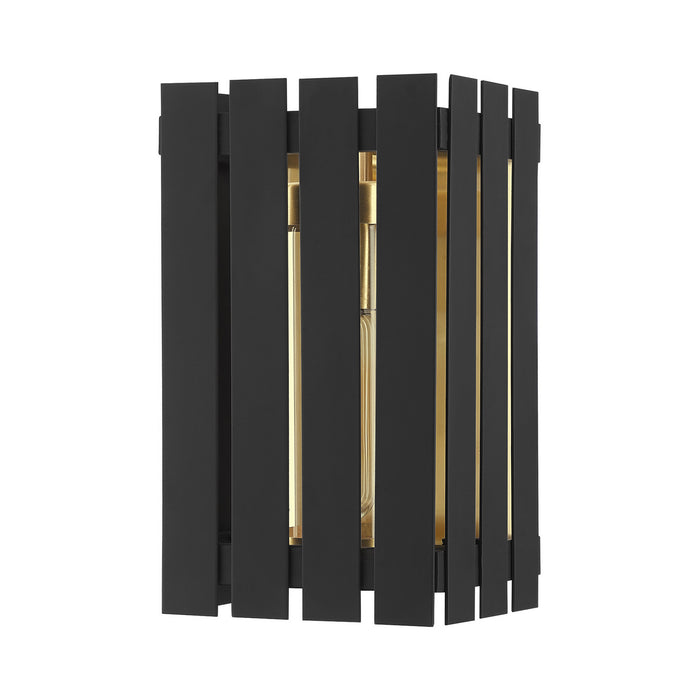 Livex Lighting 20751-04 One Light Outdoor Wall Lantern, Black w/ Satin Brasss