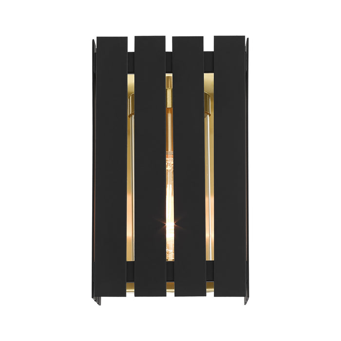 Livex Lighting 20751-04 One Light Outdoor Wall Lantern, Black w/ Satin Brasss