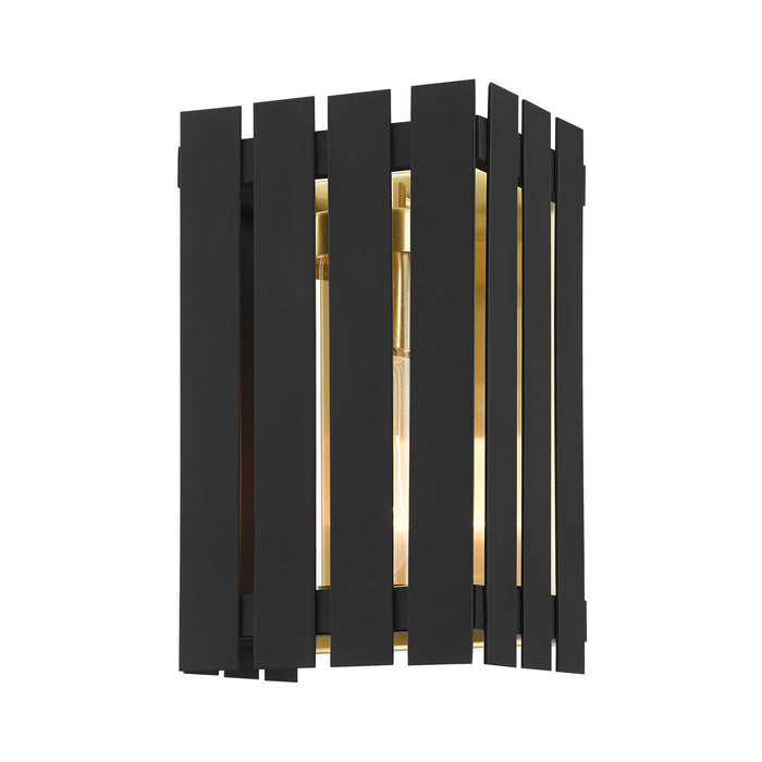 Livex Lighting 20751-04 One Light Outdoor Wall Lantern, Black w/ Satin Brasss
