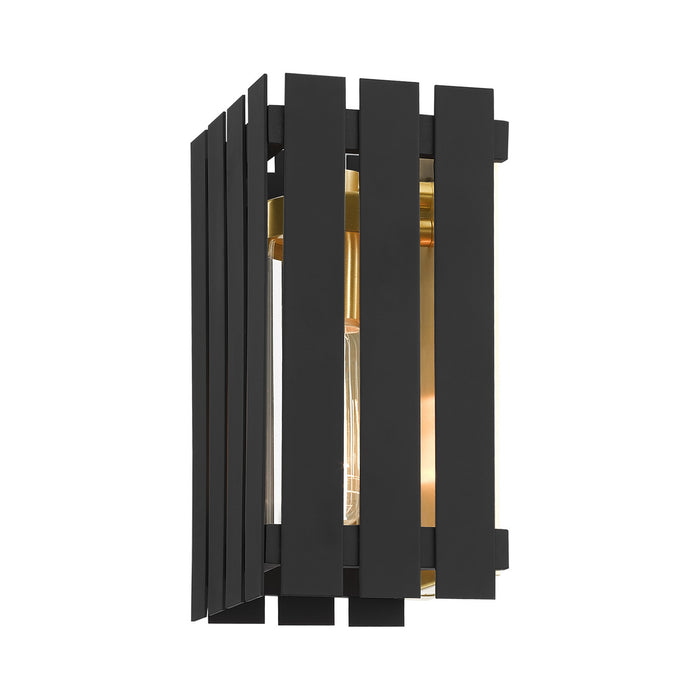 Livex Lighting 20751-04 One Light Outdoor Wall Lantern, Black w/ Satin Brasss