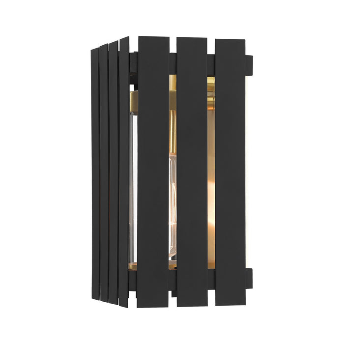 Livex Lighting 20751-04 One Light Outdoor Wall Lantern, Black w/ Satin Brasss