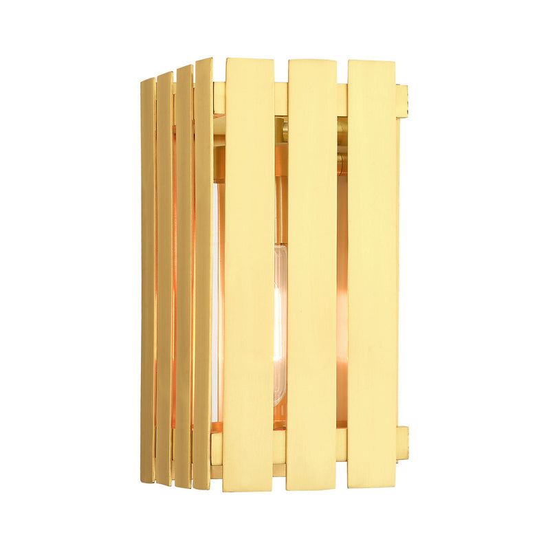 Livex Lighting 20751-12 One Light Outdoor Wall Lantern, Satin Brass