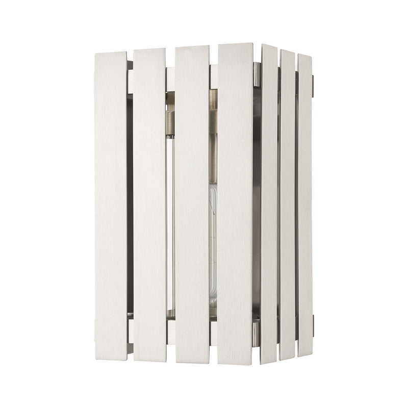 Livex Lighting 20751-91 One Light Outdoor Wall Lantern, Brushed Nickel
