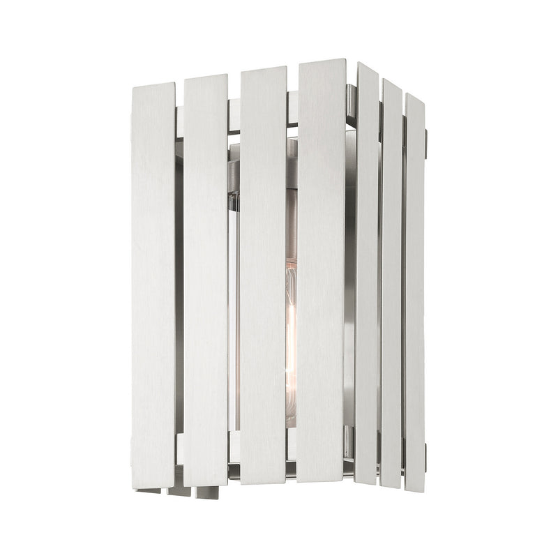 Livex Lighting 20751-91 One Light Outdoor Wall Lantern, Brushed Nickel
