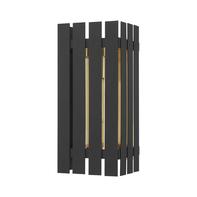 Livex Lighting 20752-04 One Light Outdoor Wall Lantern, Black w/ Satin Brasss