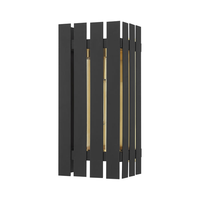 Livex Lighting 20752-04 One Light Outdoor Wall Lantern, Black w/ Satin Brasss