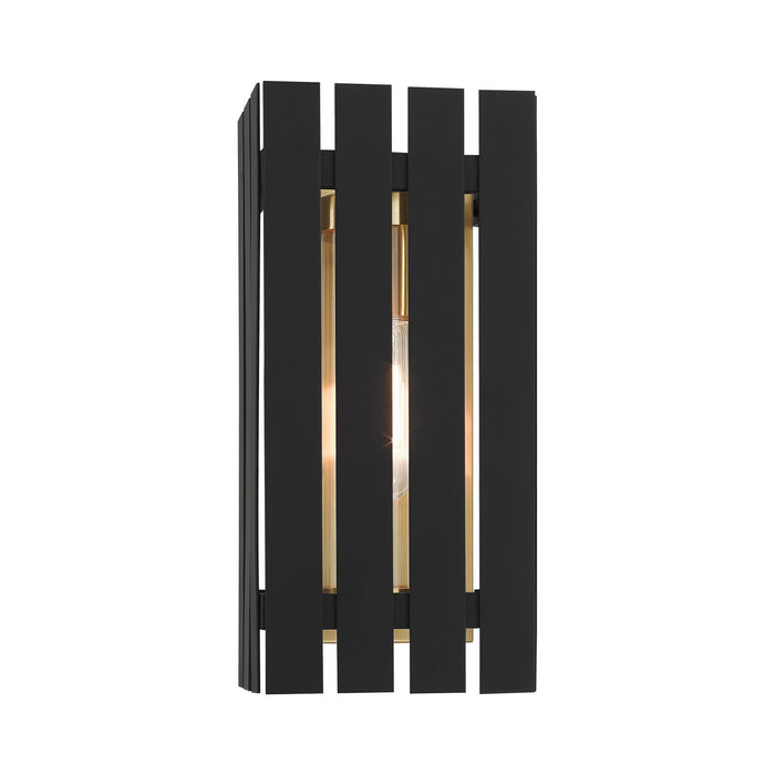 Livex Lighting 20752-04 One Light Outdoor Wall Lantern, Black w/ Satin Brasss
