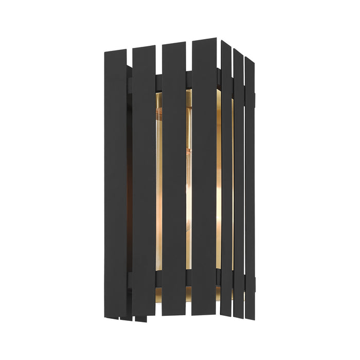 Livex Lighting 20752-04 One Light Outdoor Wall Lantern, Black w/ Satin Brasss