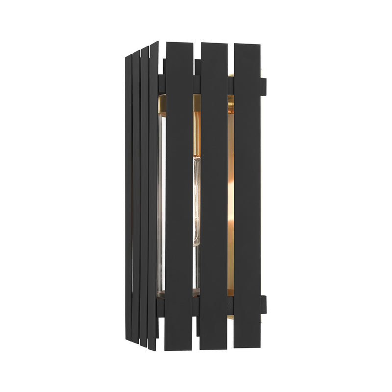 Livex Lighting 20752-04 One Light Outdoor Wall Lantern, Black w/ Satin Brasss