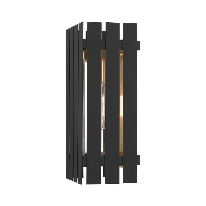 Livex Lighting 20752-04 One Light Outdoor Wall Lantern, Black w/ Satin Brasss
