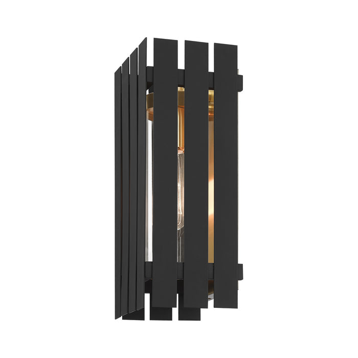 Livex Lighting 20752-04 One Light Outdoor Wall Lantern, Black w/ Satin Brasss