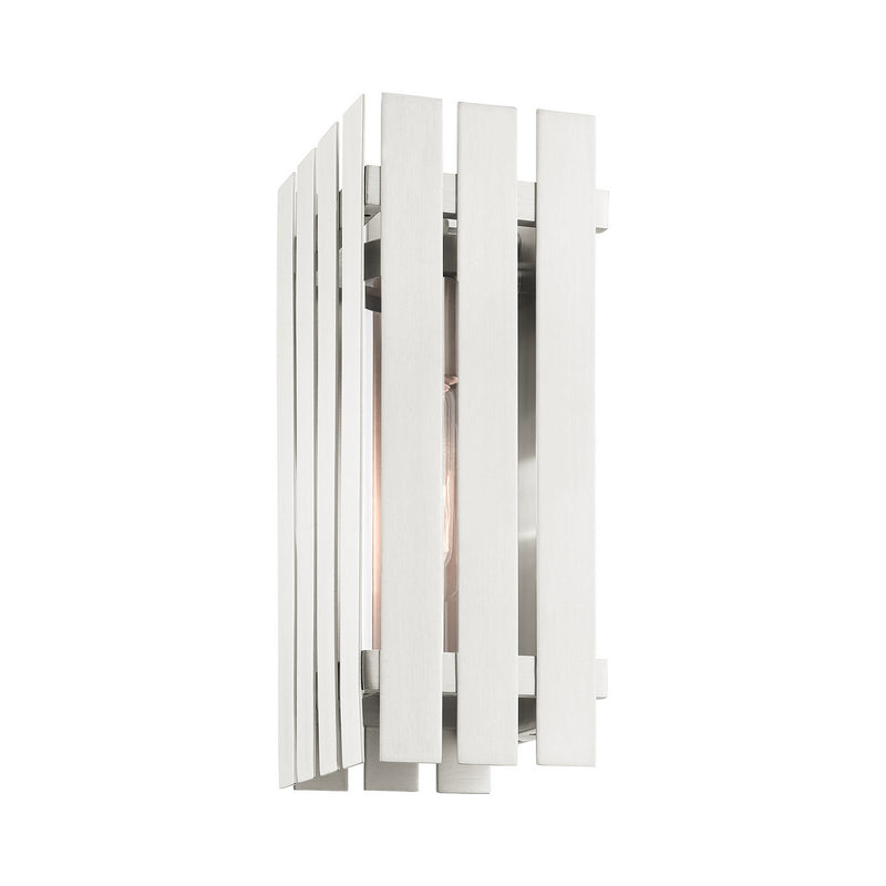 Livex Lighting 20752-91 One Light Outdoor Wall Lantern, Brushed Nickel