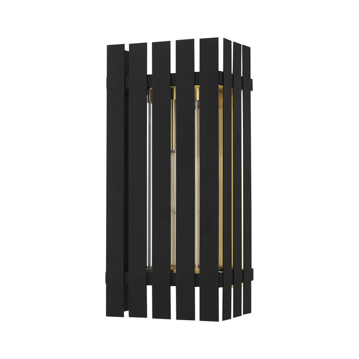 Livex Lighting 20753-04 One Light Outdoor Wall Lantern, Black w/ Satin Brasss