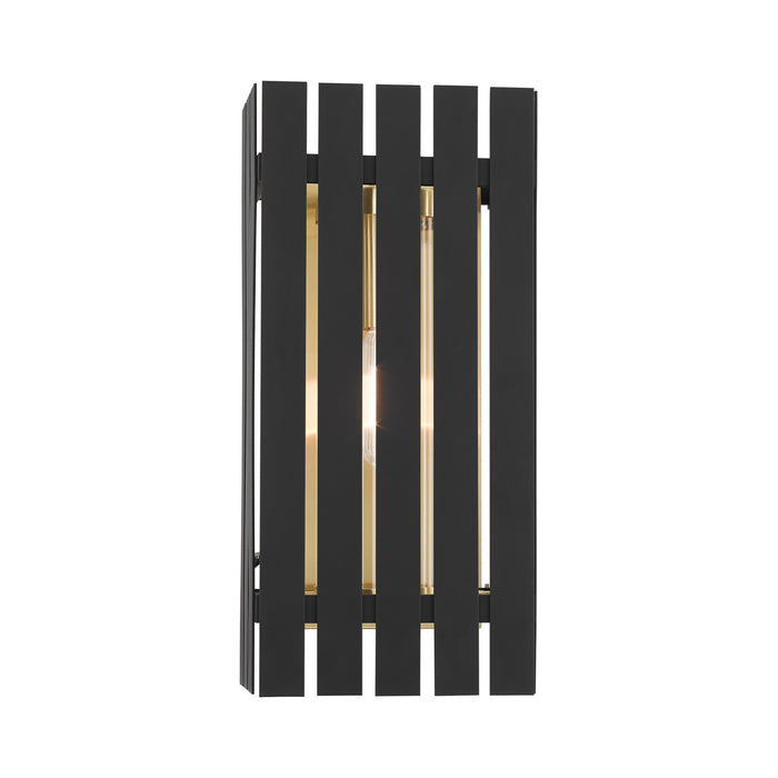 Livex Lighting 20753-04 One Light Outdoor Wall Lantern, Black w/ Satin Brasss
