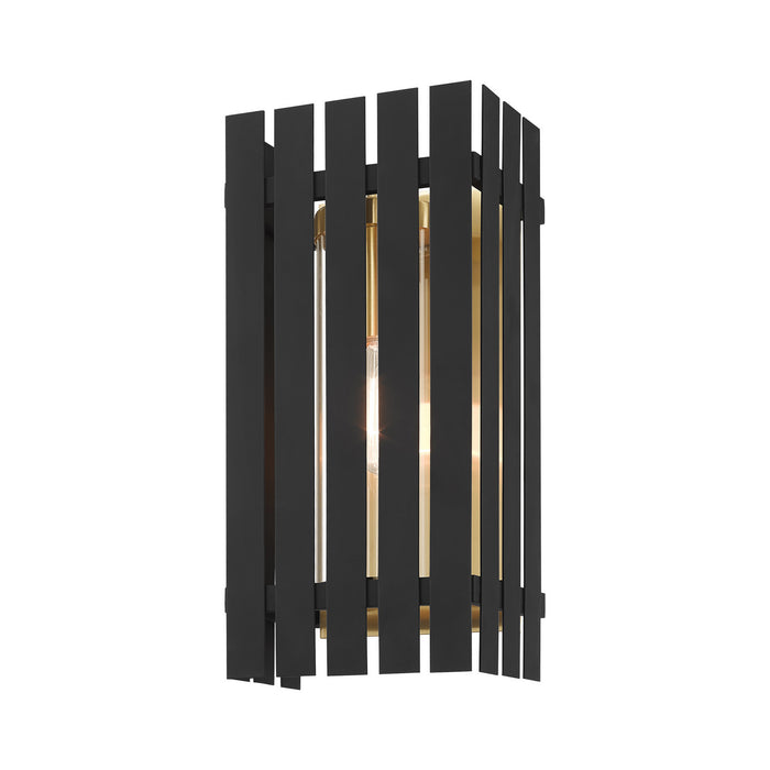 Livex Lighting 20753-04 One Light Outdoor Wall Lantern, Black w/ Satin Brasss