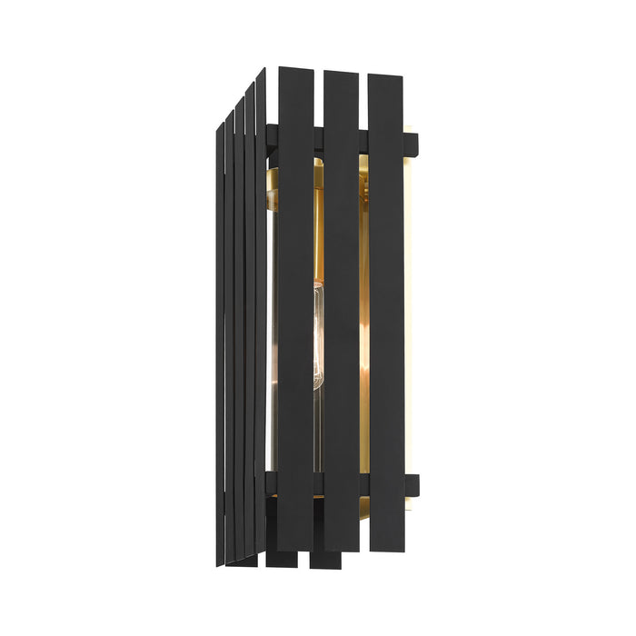 Livex Lighting 20753-04 One Light Outdoor Wall Lantern, Black w/ Satin Brasss