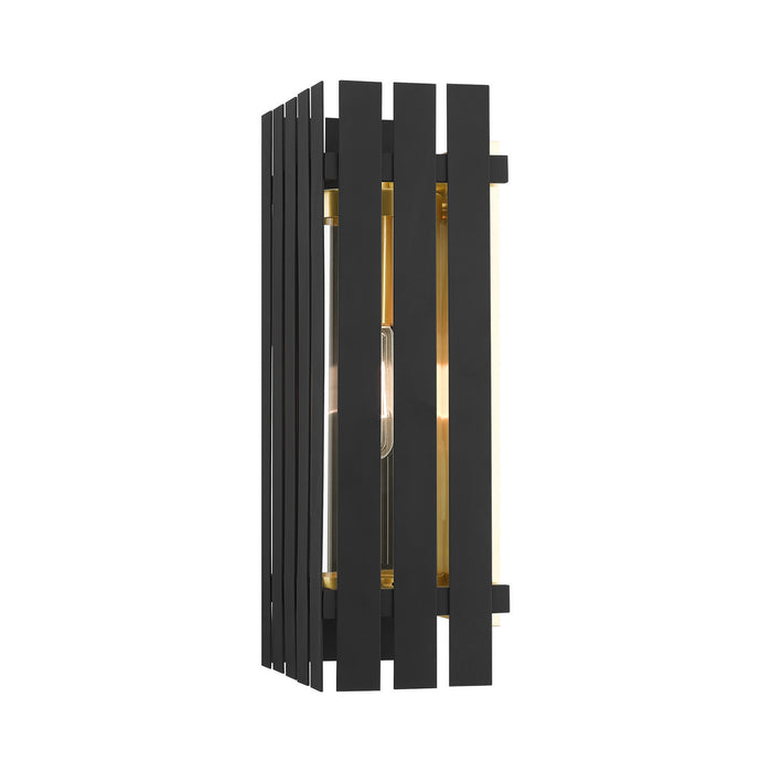 Livex Lighting 20753-04 One Light Outdoor Wall Lantern, Black w/ Satin Brasss
